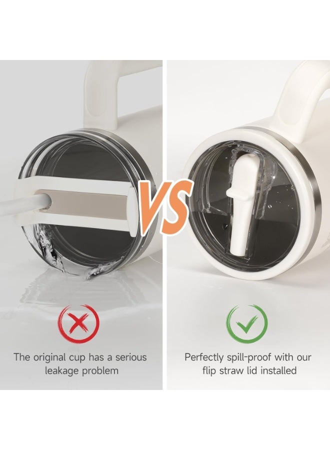 غطاء بديل بقشة قابلة للطي مقاس 40 اونصة من قطعتين مناسب لستانلي كوينشر، مقاوم للتسرب لغطاء ستانلي، غطاء بديل مقاوم للانسكاب وقابل لاعادة الاستخدام لملحقات اكواب ستانلي (اسود) - Image 4